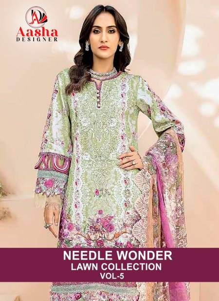 Needle Wonder Vol 5 By Aasha Designer Cotton Pakistani Suits Wholesale Clothing Suppliers In India Catalog